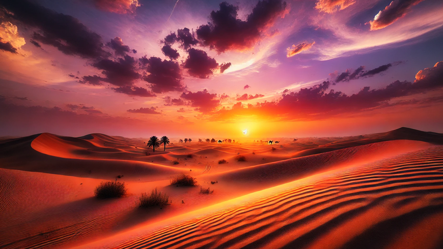 Dubai Sonnenuntergang und Sonnenaufgang